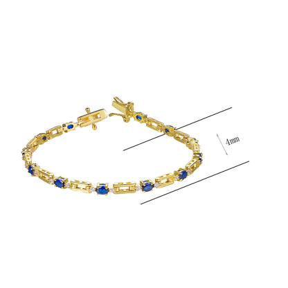 Wholesale Silver Gold Plated Lab Sapphire Chain Bracelet