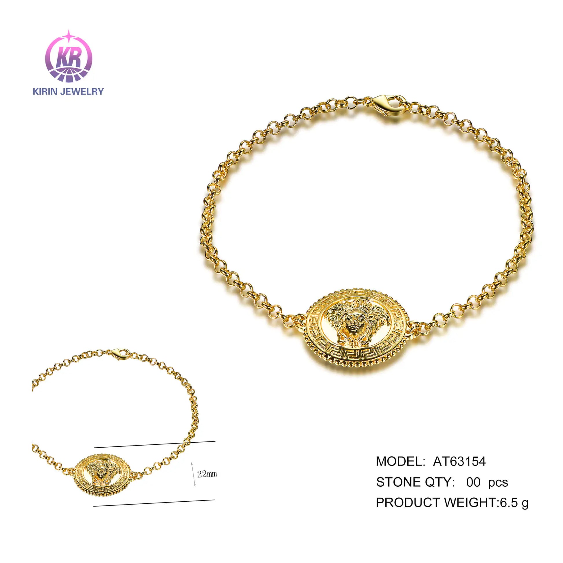 Wholesale Silver Gold Plated Line Chain Personalized Medusa Bracelet​ for Women