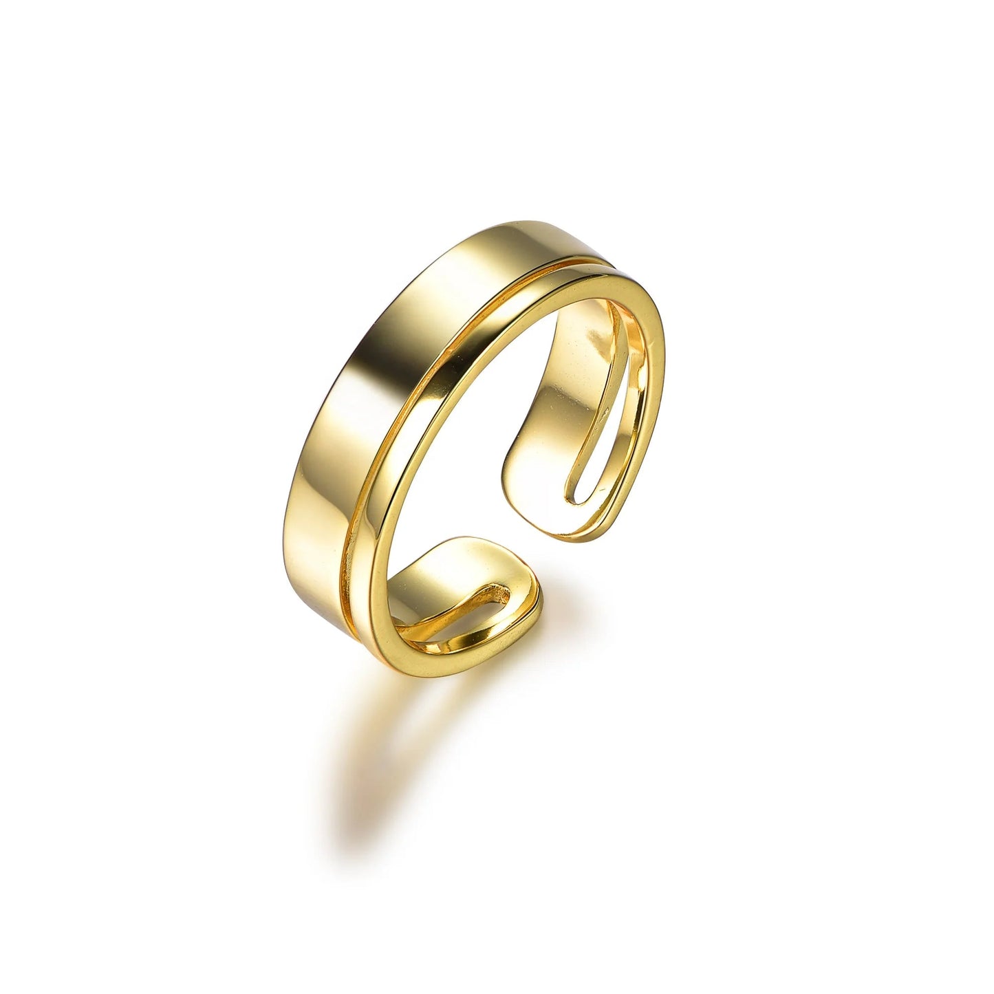 Wholesale Silver Gold Plated Minimalist Open Adjustable Statement Double Band Ring
