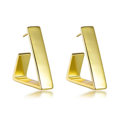 Wholesale Silver Gold Plated Minimalist Statement Triangle Geometric Hoop Earrings