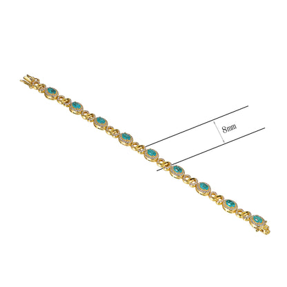 Wholesale Silver Gold Plated Oval Created Emerald Tennis Bracelets