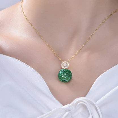 Wholesale Silver Gold Plated Pave Choker Ball Pendant Necklace for Women