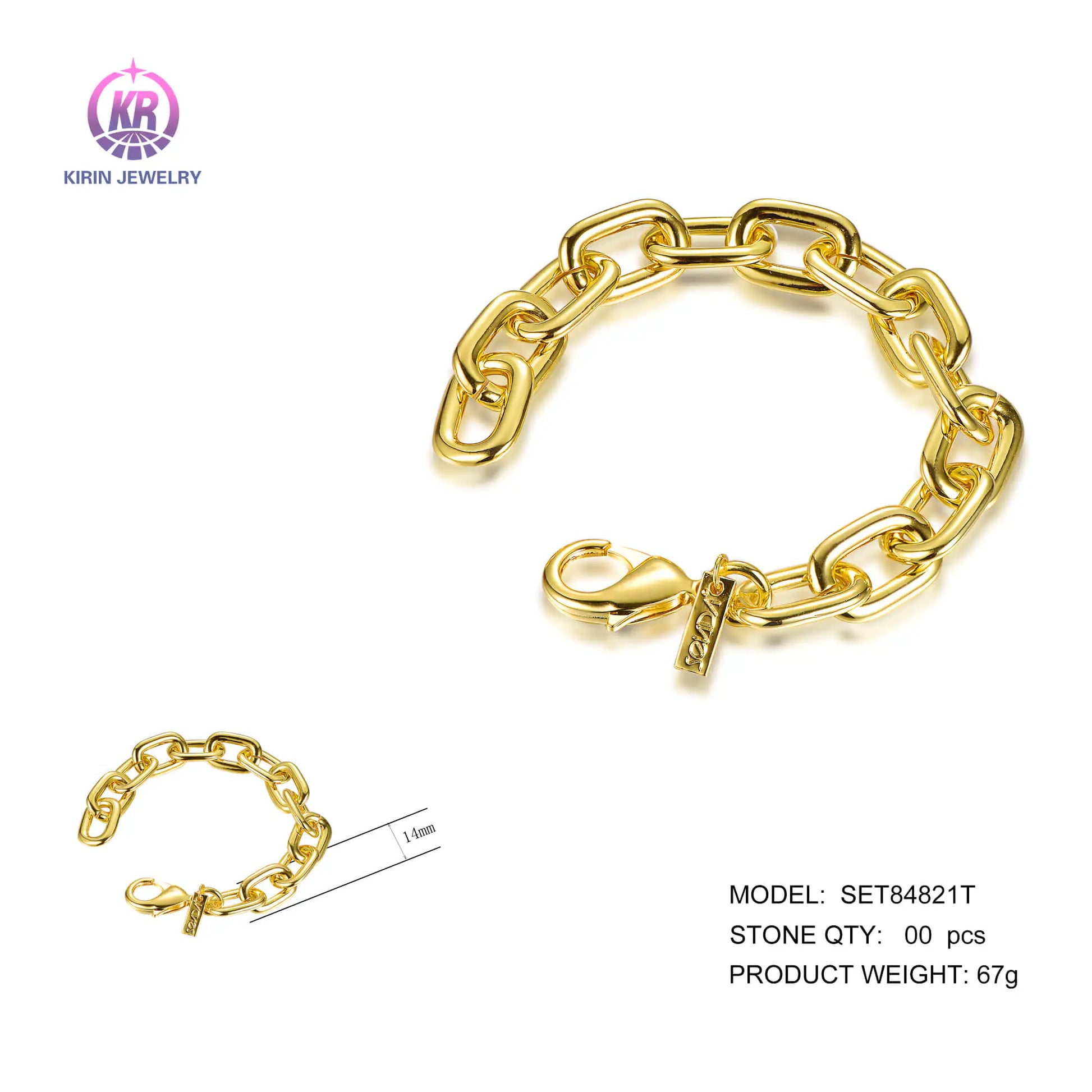 Wholesale Silver Gold Plated Personalized Oval Large Link Chunky Chain Bracelet for Women