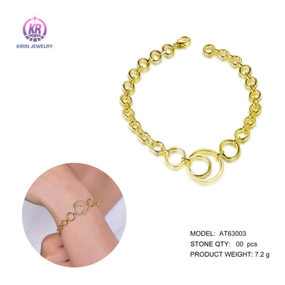 Wholesale Silver Gold Plated Personalized Simple Circle Link Bracelet for Women