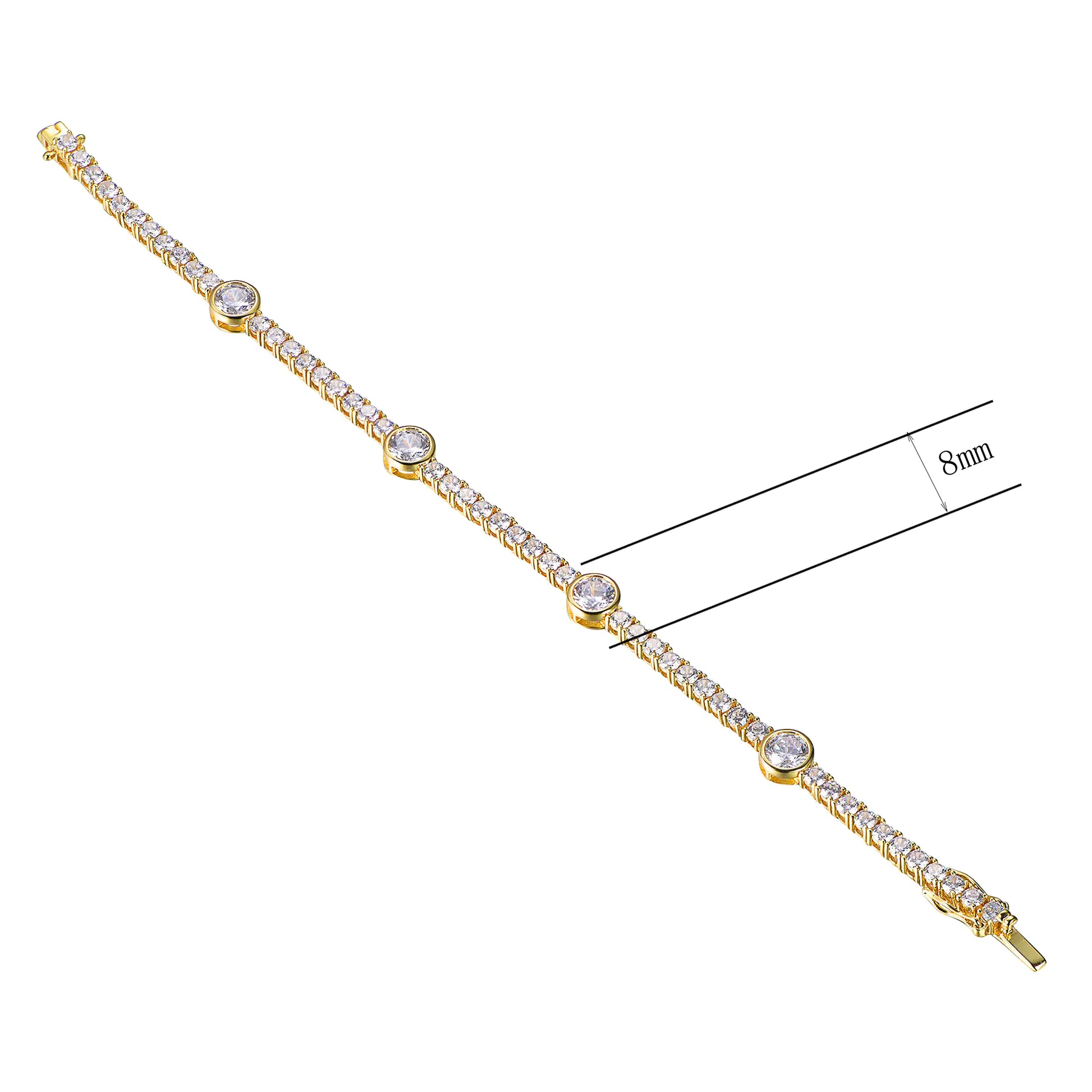 Wholesale Silver Gold Plated Round Cut 1 Row Chain Tennis Bracelet