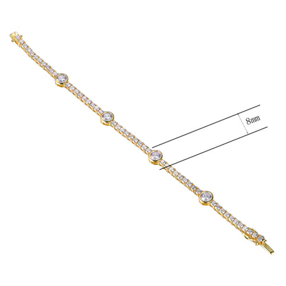 Wholesale Silver Gold Plated Round Cut 1 Row Chain Tennis Bracelet