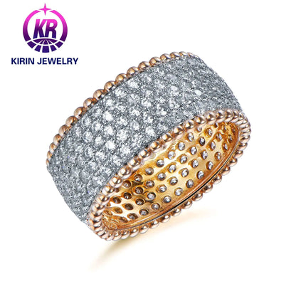Wholesale Silver Gold Plated Round Cut CZ Eternity Chunky Pave Engagement Rings