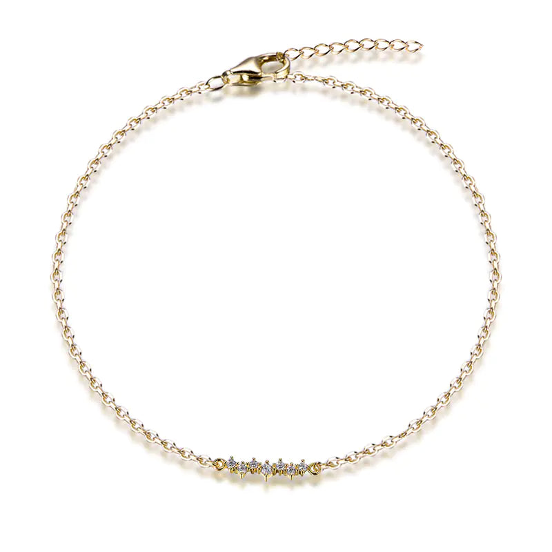 Wholesale Silver Gold Plated Seven CZ Adjustable Dainty Chain Bracelet