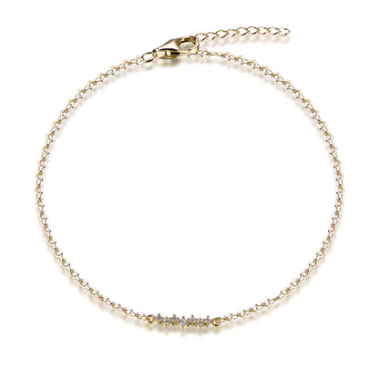 Wholesale Silver Gold Plated Seven CZ Adjustable Dainty Chain Bracelet
