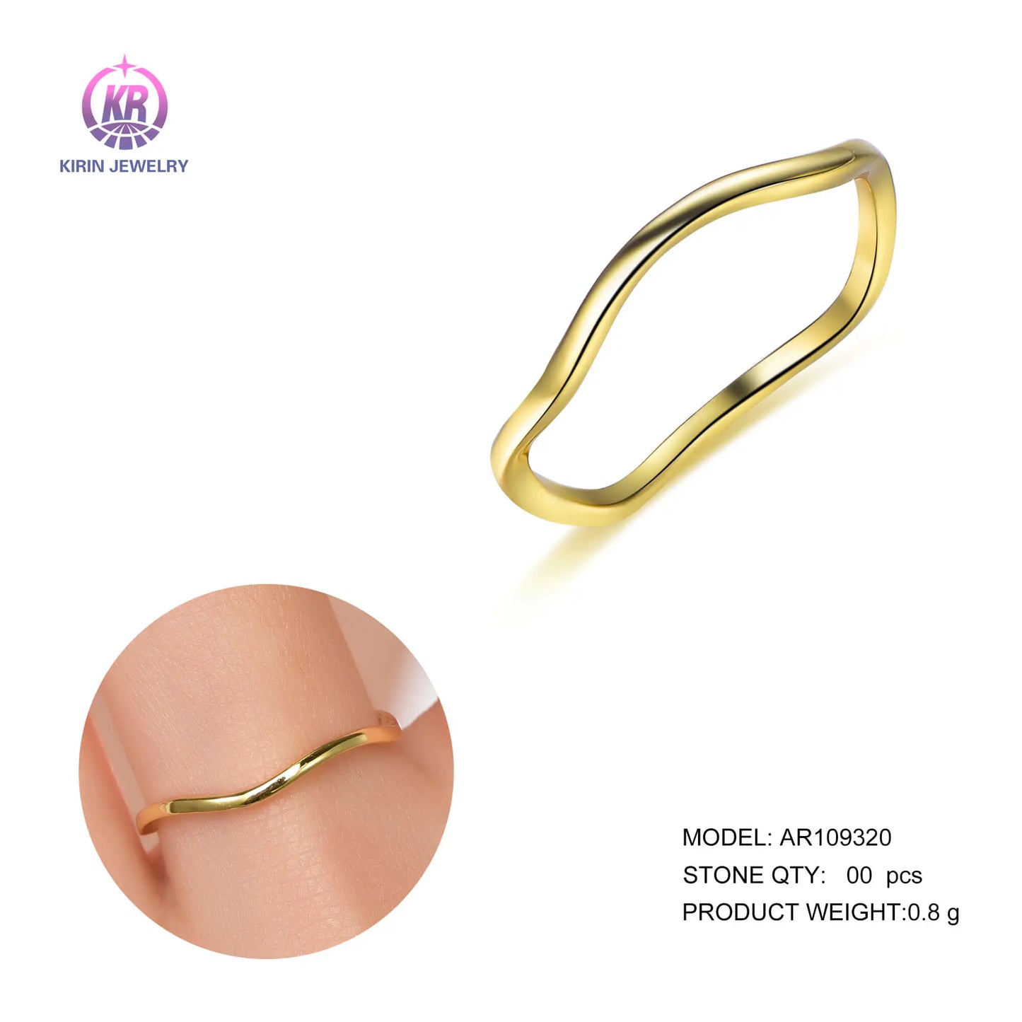 Wholesale Silver Gold Plated Simple Thin Stackable Twisted Wave Band Ring for Women