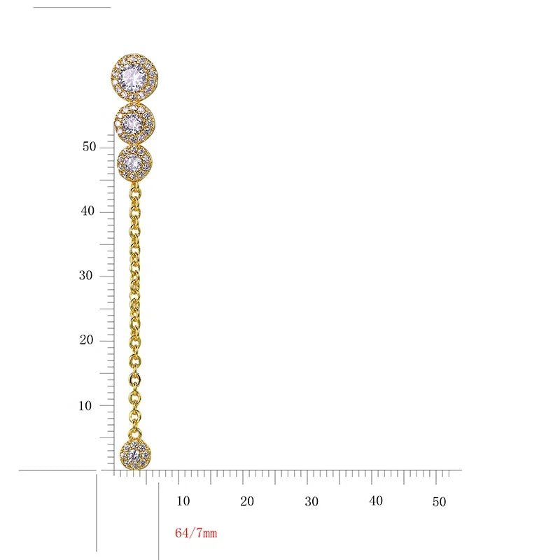 Wholesale Silver Gold Plated Simulated Diamond Chain Linear Dangle Earrings