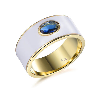 Wholesale Silver Gold Plated Spinel & Enamel Engagement Lab Created Sapphire Ring
