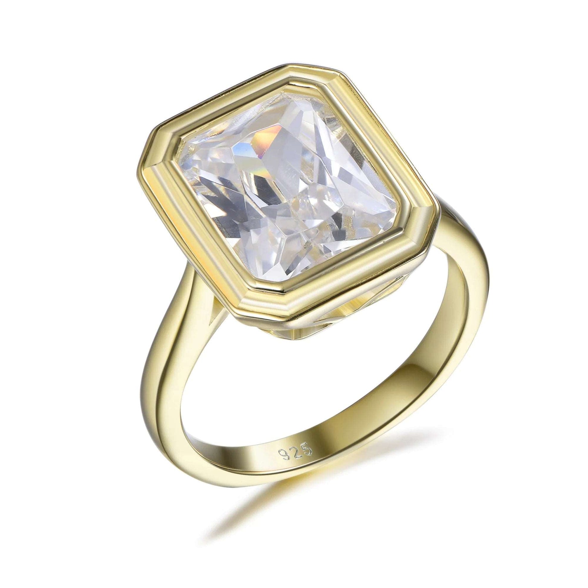 Wholesale Silver Gold Plated Square CZ Princess Cut Solitaire Engagement Rings