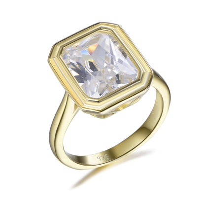 Wholesale Silver Gold Plated Square CZ Princess Cut Solitaire Engagement Rings