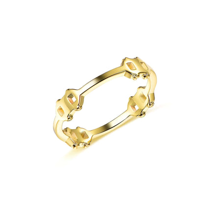 Wholesale Silver Gold Plated Square Cut-outs Plain Simple Engagement Rings