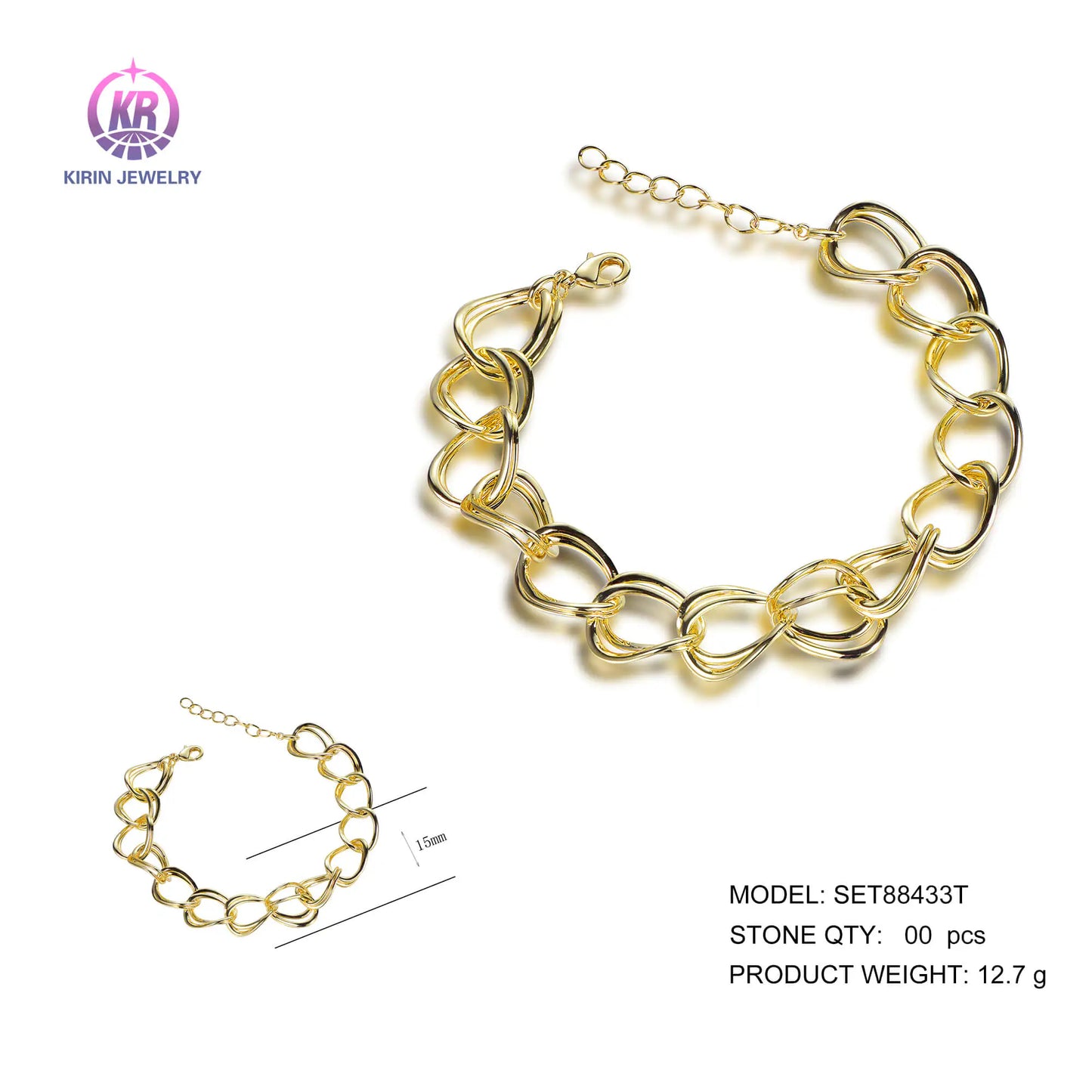 Wholesale Silver Gold Plated Statement Gold-Tone Chain Link Bracelet for Women