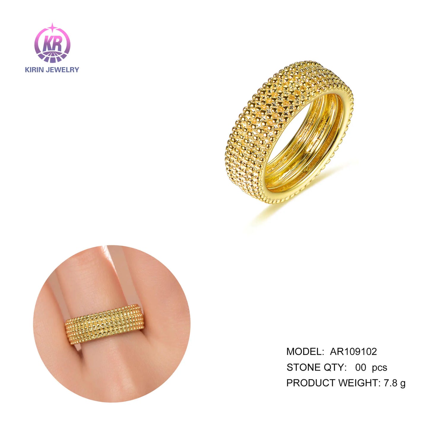 Wholesale Silver Gold Plated Statement Gold-Toned Domed Simple Plain Ring for Women