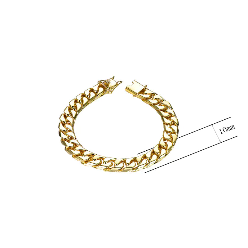 Wholesale Silver Gold Plated Thick Link Chain Cuban Curb Bracelet