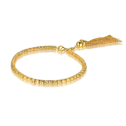 Wholesale Silver Gold Plated Twisted Adjustable Tassel Beaded Tennis Bracelet​