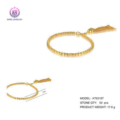 Wholesale Silver Gold Plated Twisted Adjustable Tassel Beaded Tennis Bracelet​ for Women