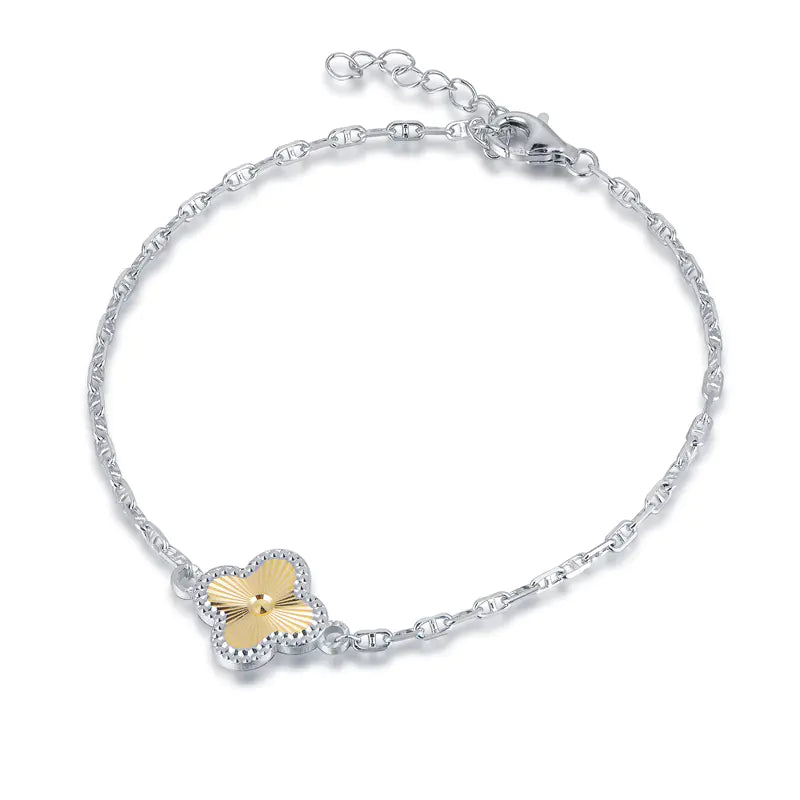 Wholesale Silver Gold & White Gold Plated Adjustable Four Leaf Clover Bracelet​