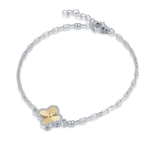 Wholesale Silver Gold & White Gold Plated Adjustable Four Leaf Clover Bracelet​