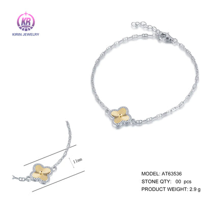 Wholesale Silver Gold & White Gold Plated Adjustable Four Leaf Clover Bracelet​ for Women