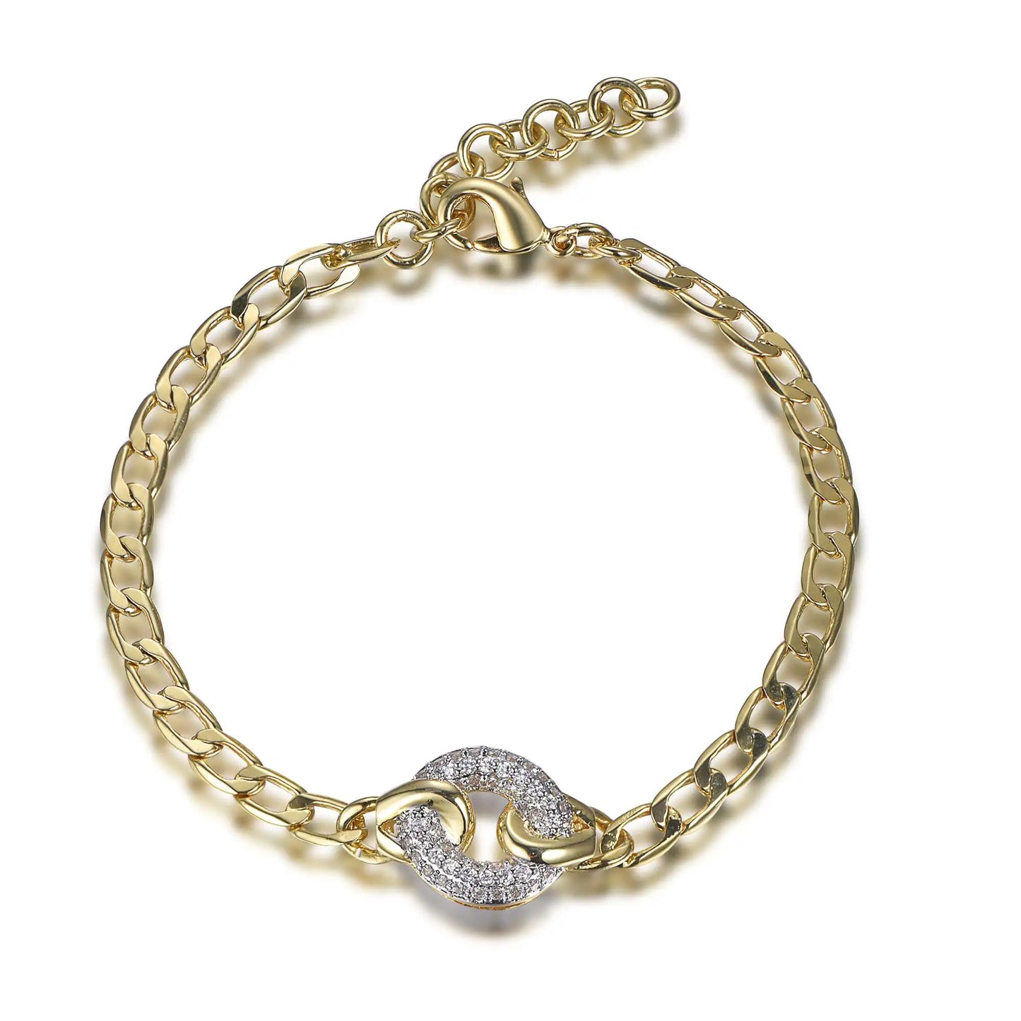 Wholesale Silver Gold & White Gold Plated CZ Interlocking Circle Bracelet​