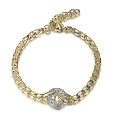 Wholesale Silver Gold & White Gold Plated CZ Interlocking Circle Bracelet​