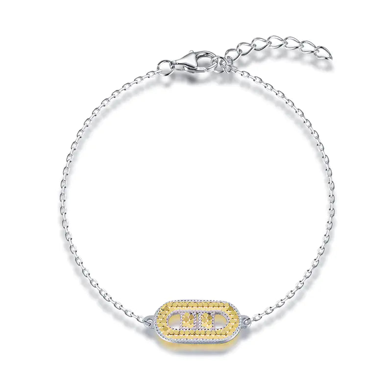 Wholesale Silver Gold & White Gold Plated Oval Accessories Two Tone Bracelet​