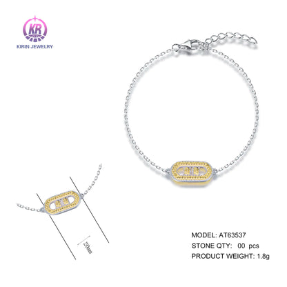 Wholesale Silver Gold & White Gold Plated Oval Accessories Two Tone Bracelet​ for Women