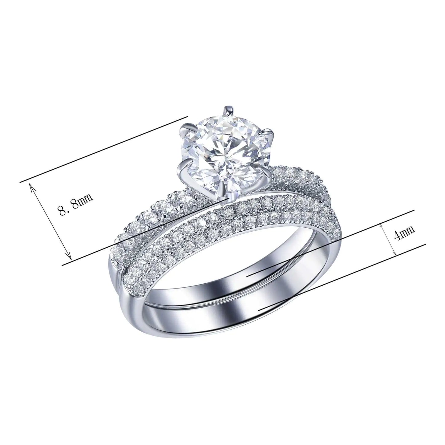 Wholesale Silver Half Eternity Two-in-One Solitaire Engagement Rings