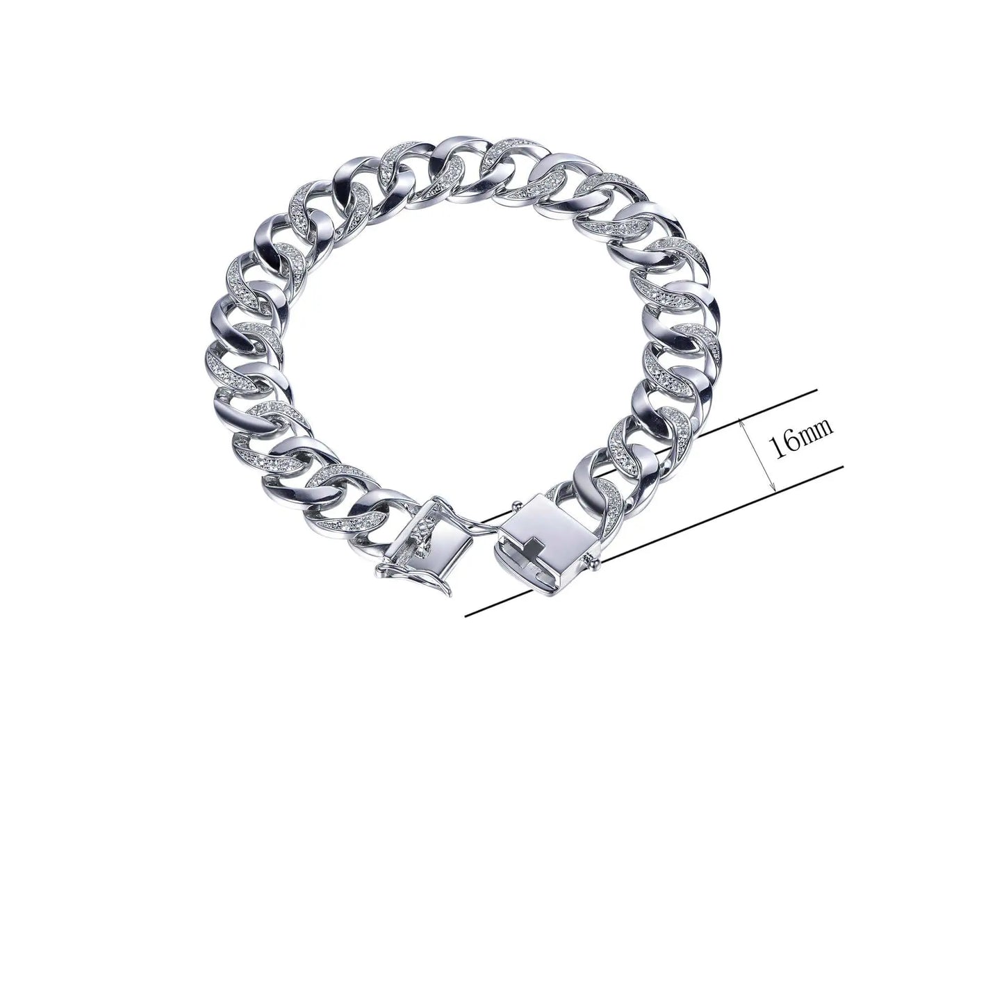 Wholesale Silver Iced Out Created Diamond Cuban Curb Bracelet​
