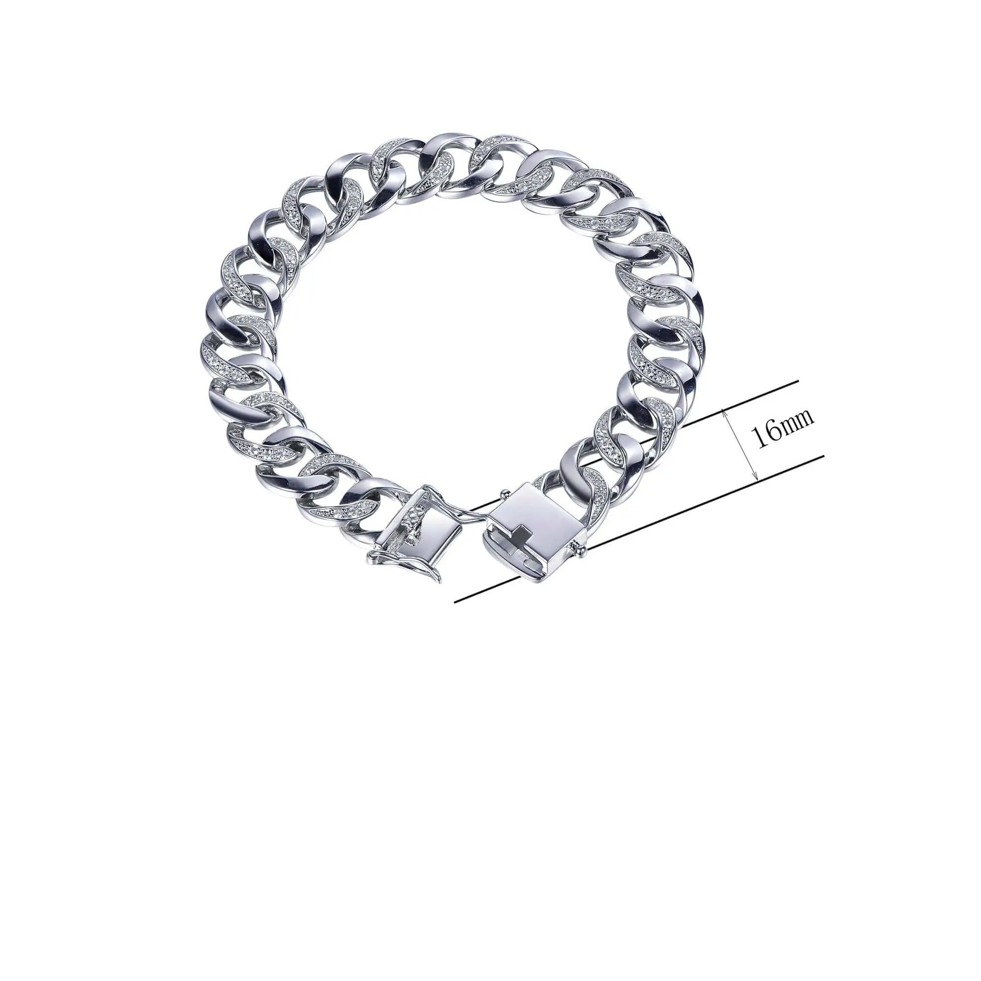 Wholesale Silver Iced Out Created Diamond Cuban Curb Bracelet​