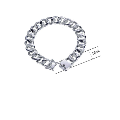 Wholesale Silver Iced Out Created Diamond Cuban Curb Bracelet​