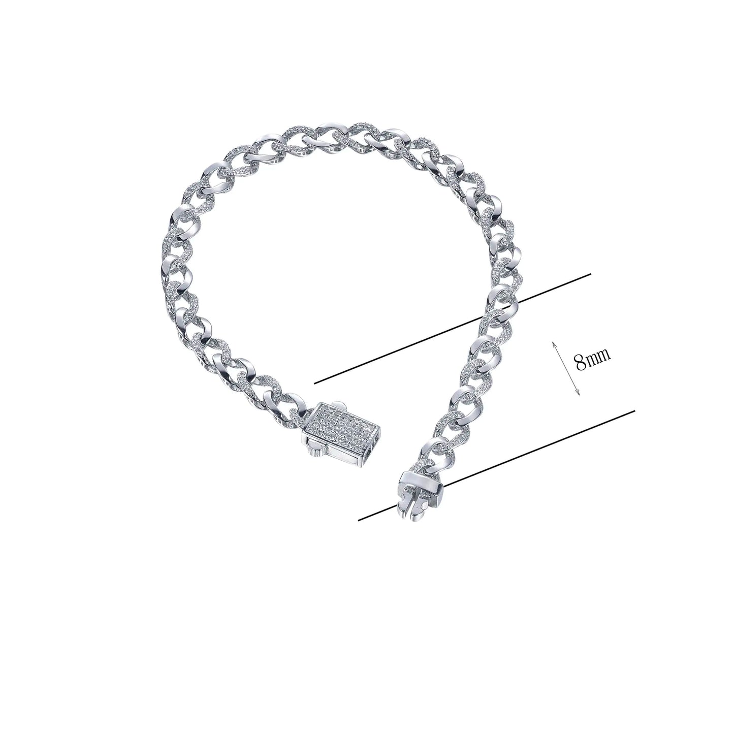 Wholesale Silver Iced Out Simulated Diamond Curb Link Bracelet
