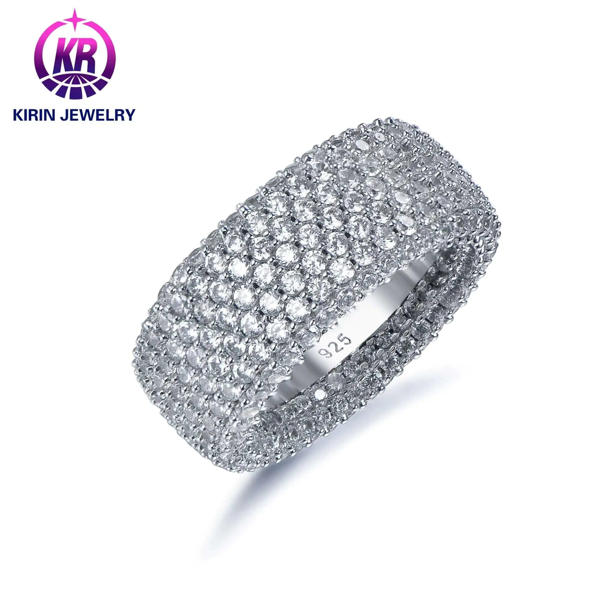Wholesale Silver Iced Out Sparkling CZ Full Eternity Thick Engagement Ring​