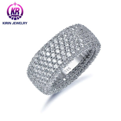 Wholesale Silver Iced Out Sparkling CZ Full Eternity Thick Engagement Ring​