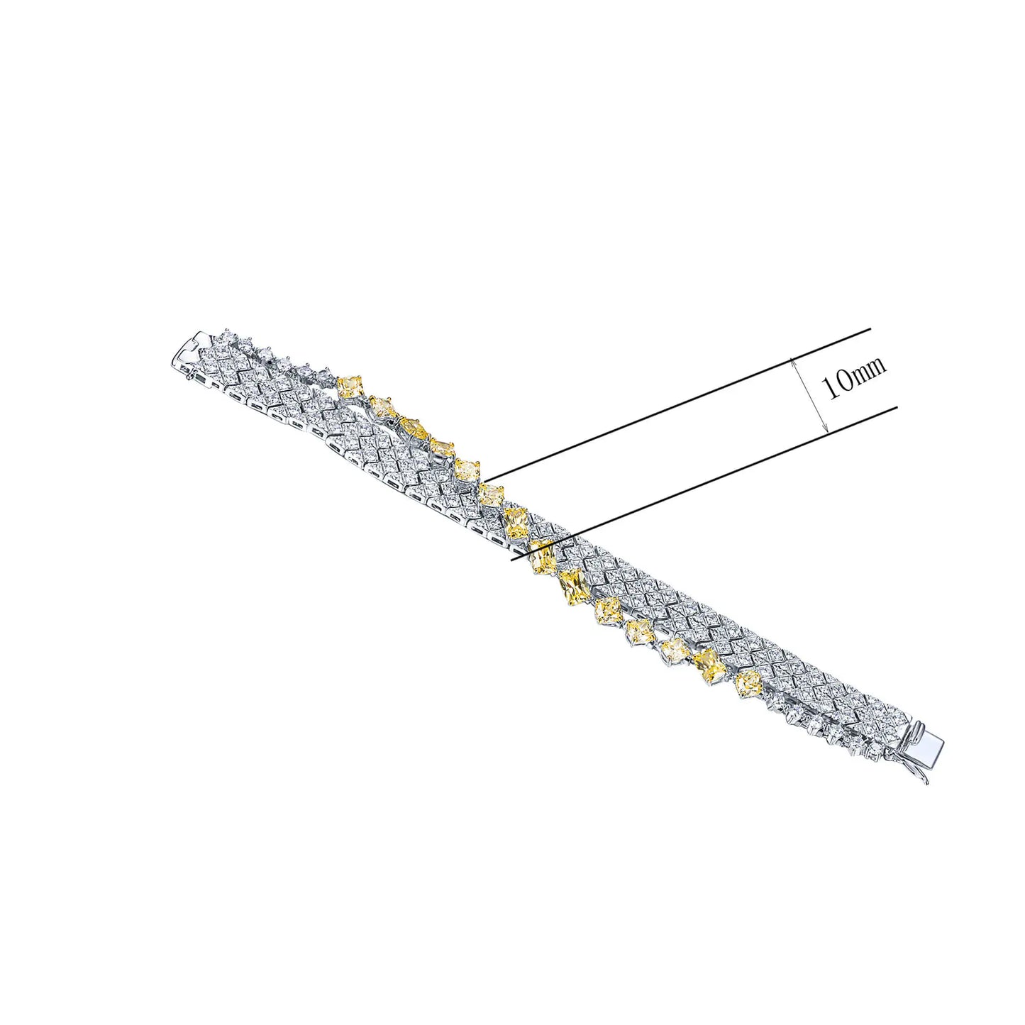 Wholesale Silver Lab Created Citrine and Diamond Tennis Bracelet