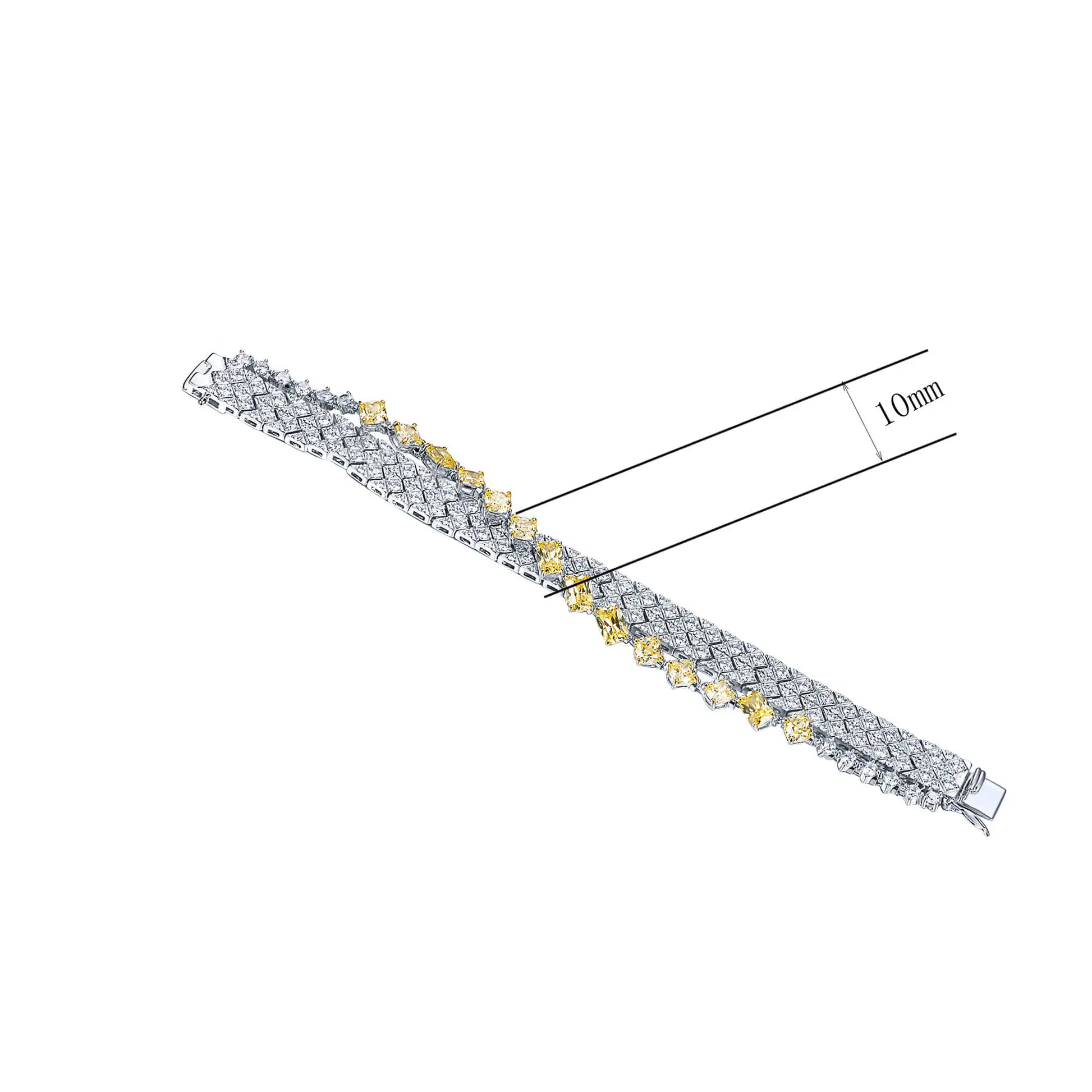 Wholesale Silver Lab Created Citrine and Diamond Tennis Bracelet