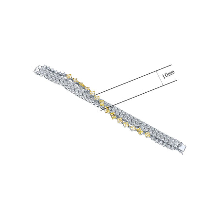 Wholesale Silver Lab Created Citrine and Diamond Tennis Bracelet