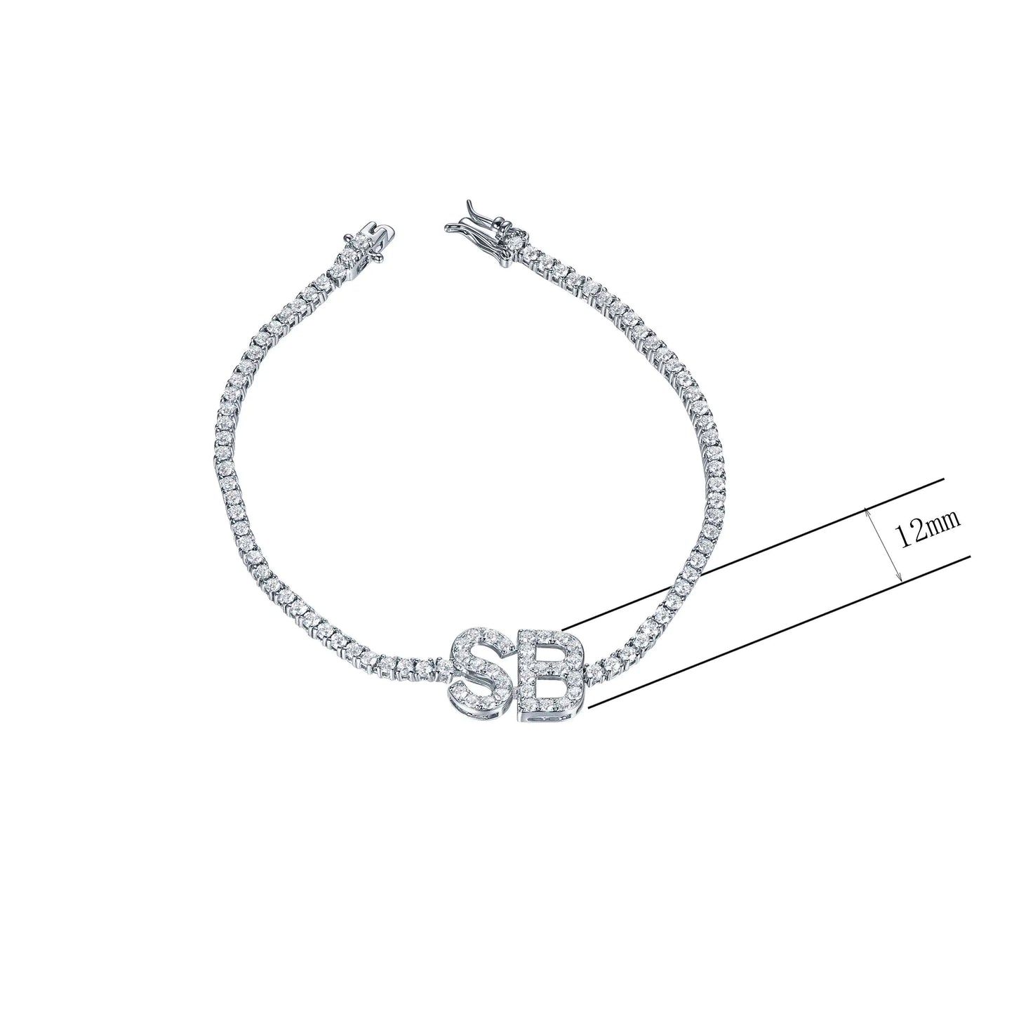 Wholesale Silver Lab Created Diamond Initial Tennis Bracelet​