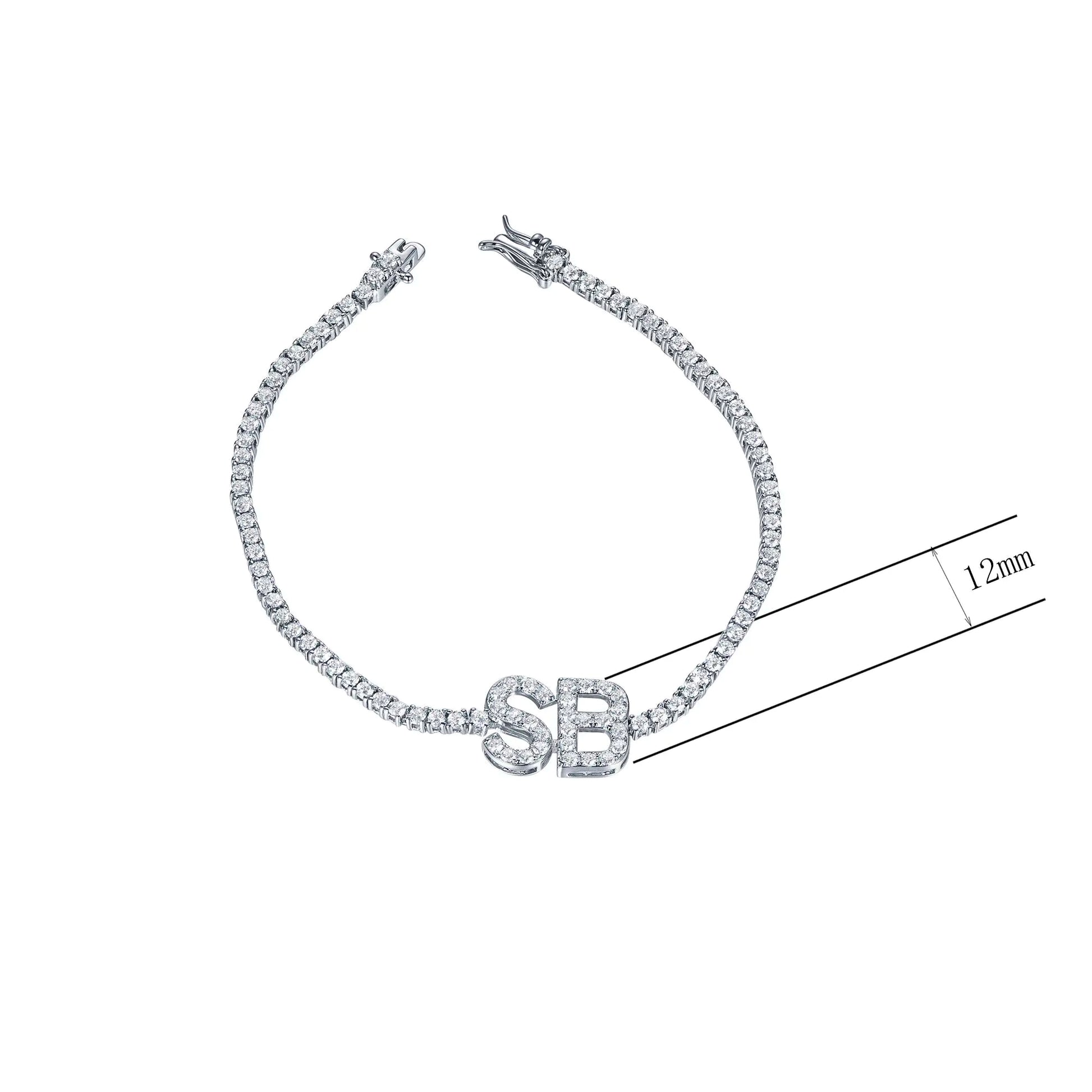 Wholesale Silver Lab Created Diamond Initial Tennis Bracelet​