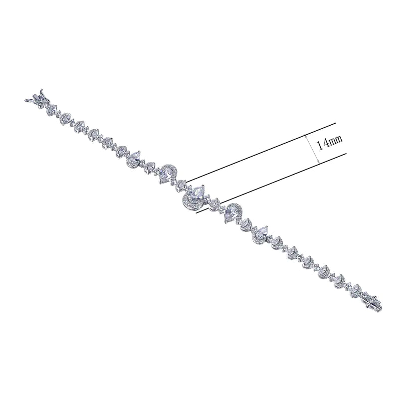 Wholesale Silver Lab Created Diamond Moon Charm Bracelet​