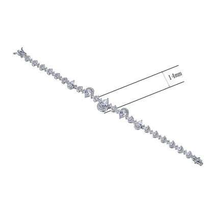 Wholesale Silver Lab Created Diamond Moon Charm Bracelet​