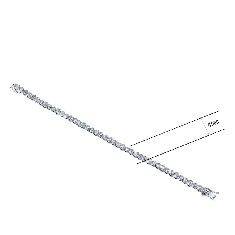 Wholesale Silver Lab Created Diamond Round Bezel Tennis Bracelet