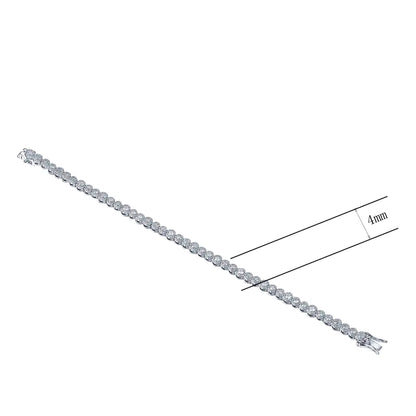 Wholesale Silver Lab Created Diamond Round Bezel Tennis Bracelet