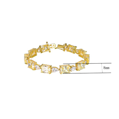 Wholesale Silver Lab Created Diamond and Citrine Tennis Bracelet