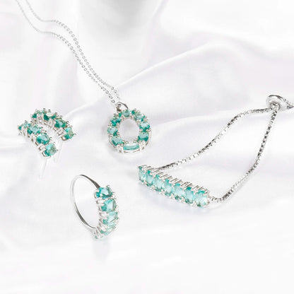 Wholesale Silver Lab Created Emerald Bridal Jewelry Sets