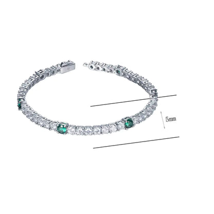 Wholesale Silver Lab Created Emerald Diamond Tennis Bracelet​